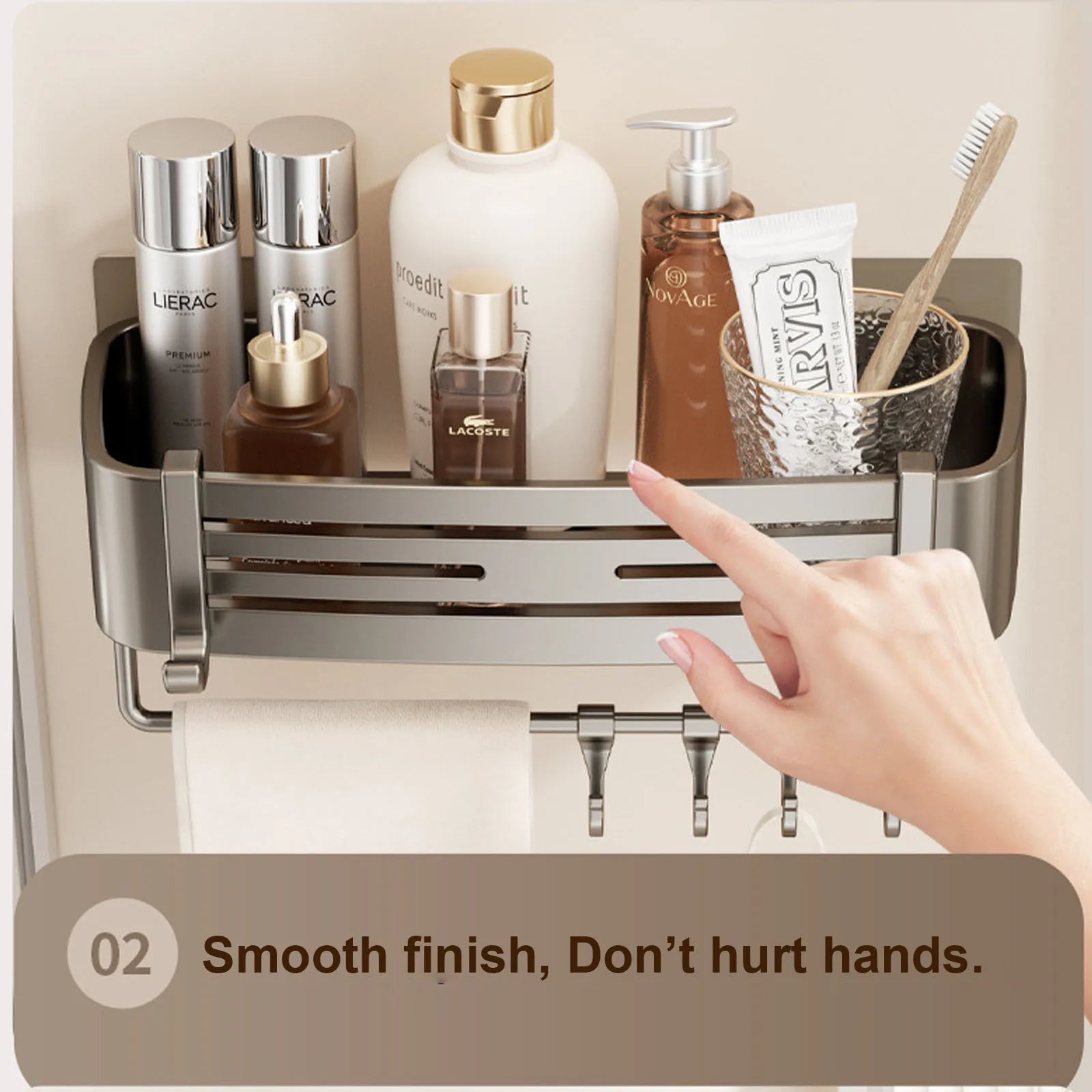 Sleek Punch-Free Bathroom Organizer Shelf