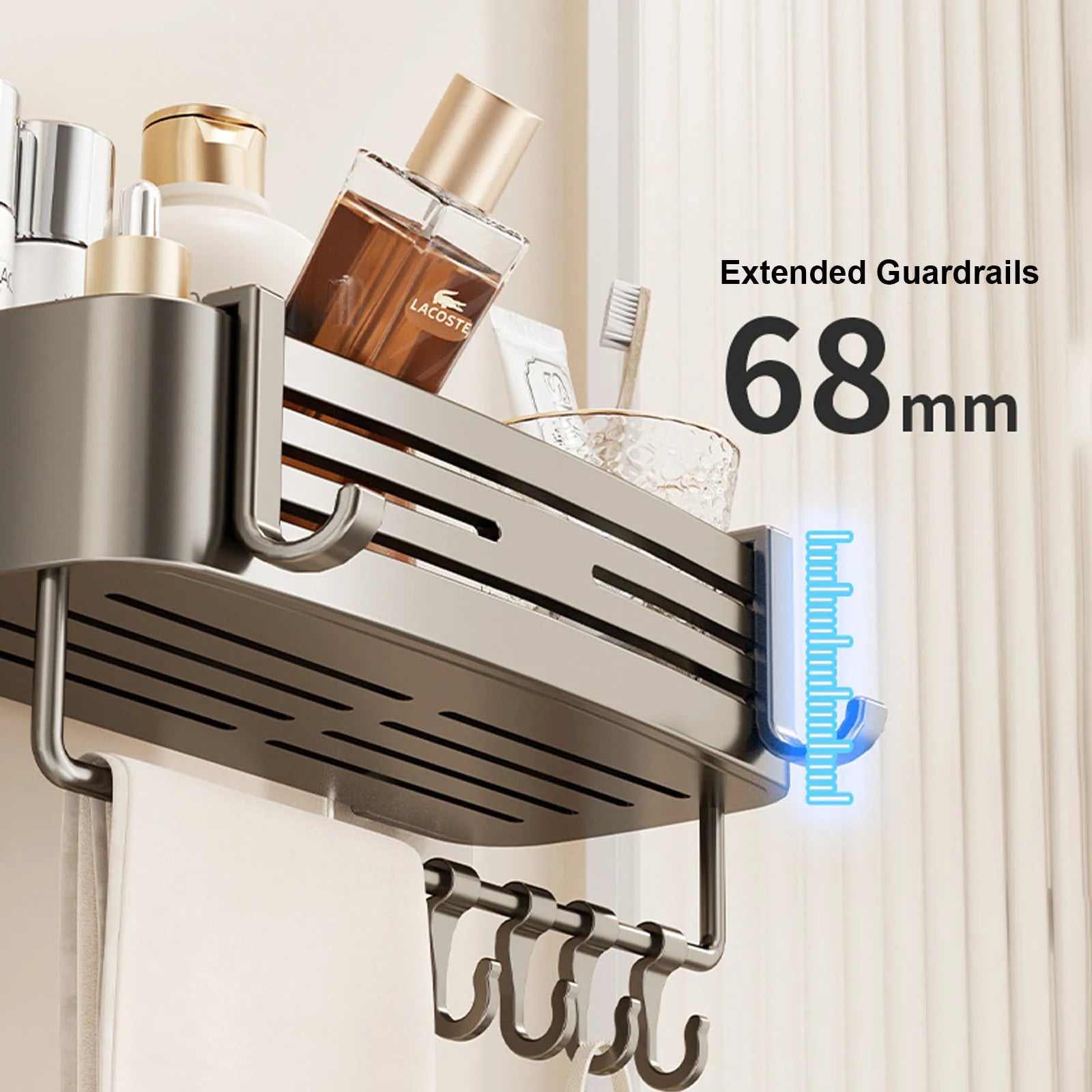 Sleek Punch-Free Bathroom Organizer Shelf