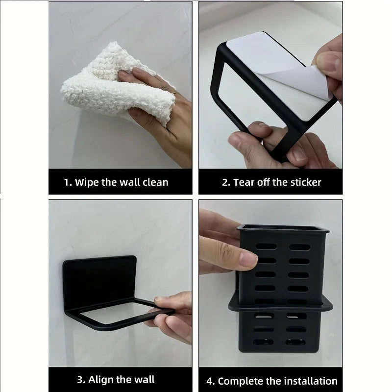 Sleek Wall-Mounted Bathroom Organizer