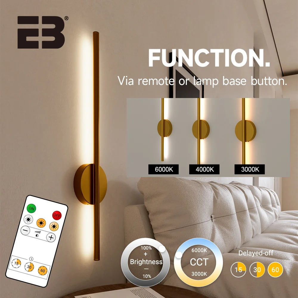 Elegant Gold Wireless Wall Sconces Set