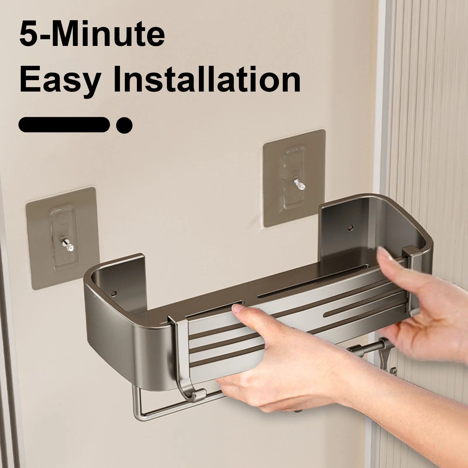 Sleek Punch-Free Bathroom Organizer Shelf